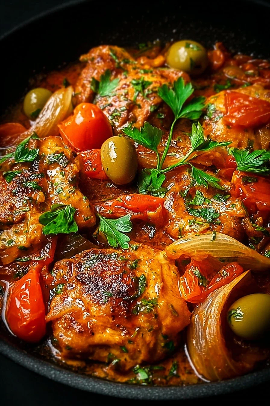 Delicious Mediterranean Chicken dish with colorful vegetables and herbs