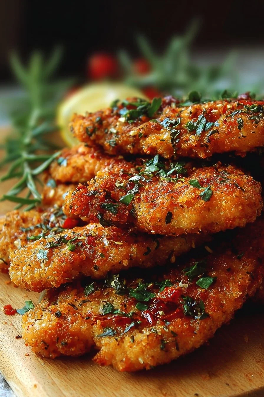 Juicy Mediterranean Chicken Tenders served with fresh herbs and spices