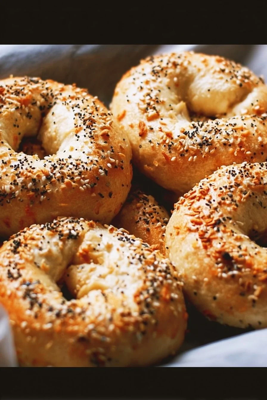 Delicious no-rise Greek yogurt bagels fresh out of the oven.