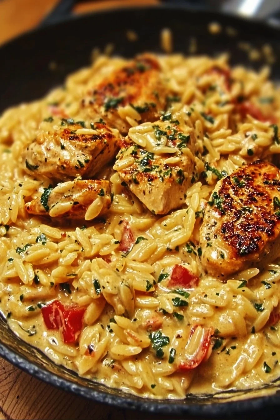 One-Pot Cajun Chicken Alfredo Orzo - Quick and creamy recipe