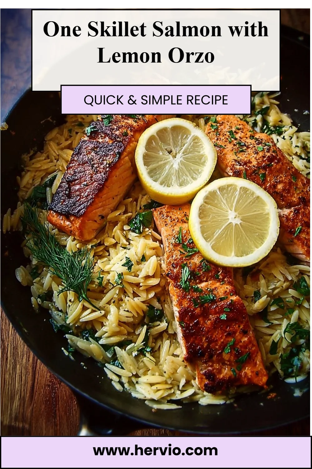 One Skillet Salmon with Lemon Orzo