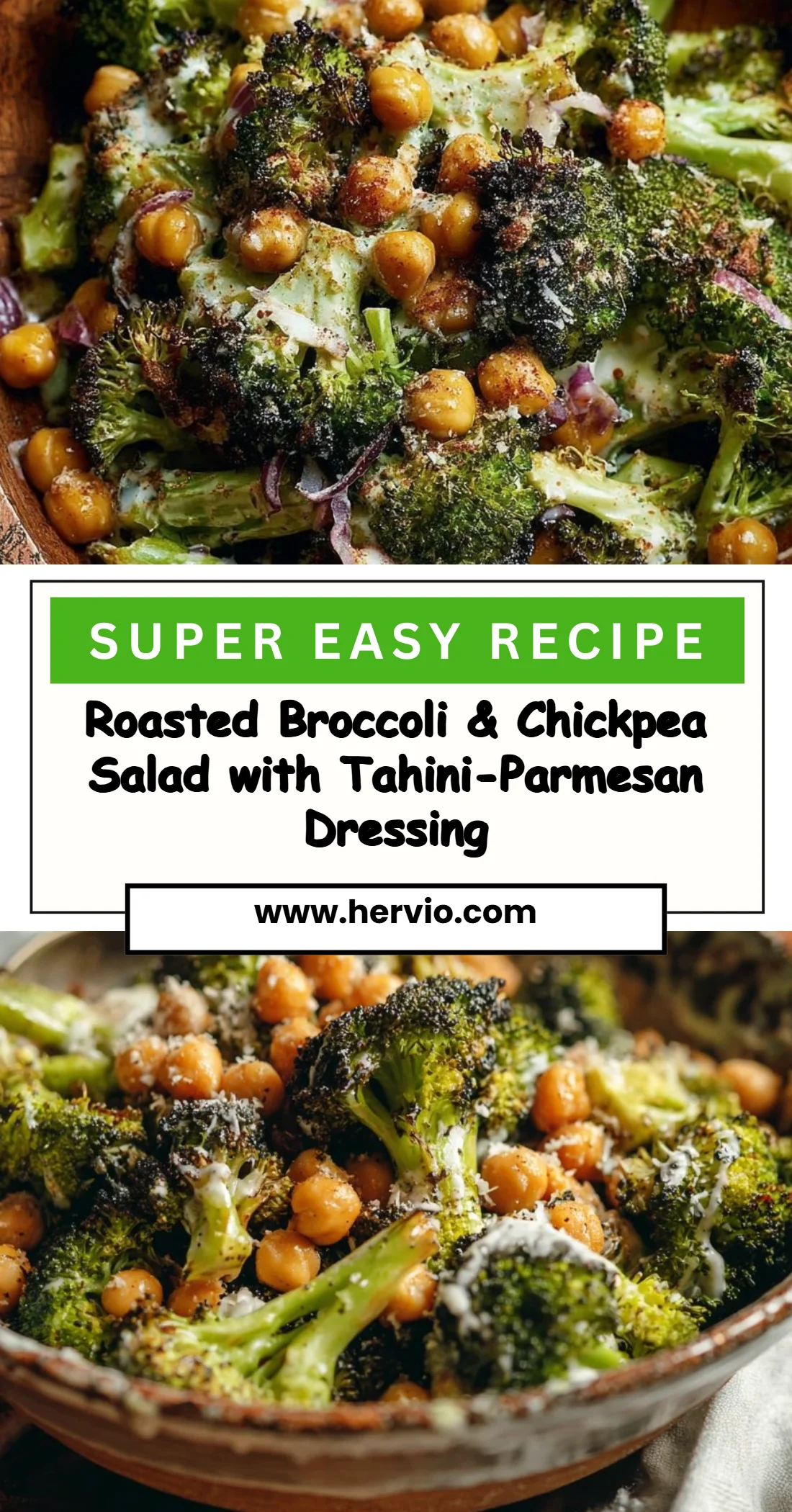 Roasted Broccoli & Chickpea Salad with Tahini-Parmesan Dressing