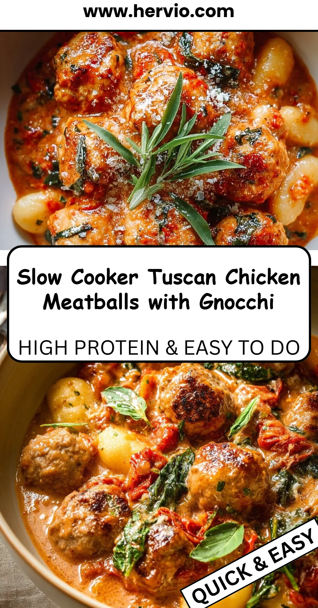 Slow Cooker Tuscan Chicken Meatballs with Gnocchi