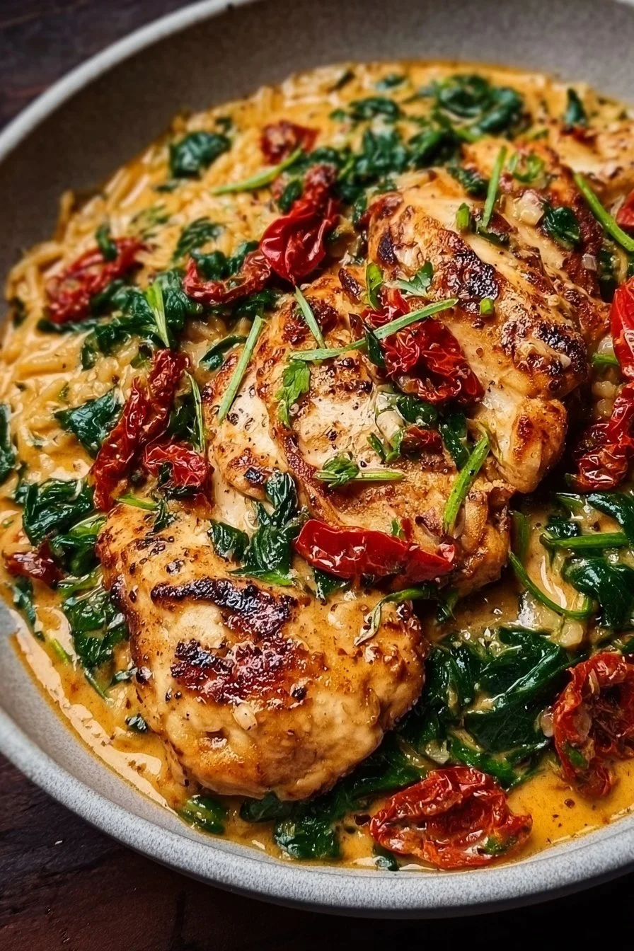 Tuscan Chicken with Sun-Dried Tomatoes and Spinach