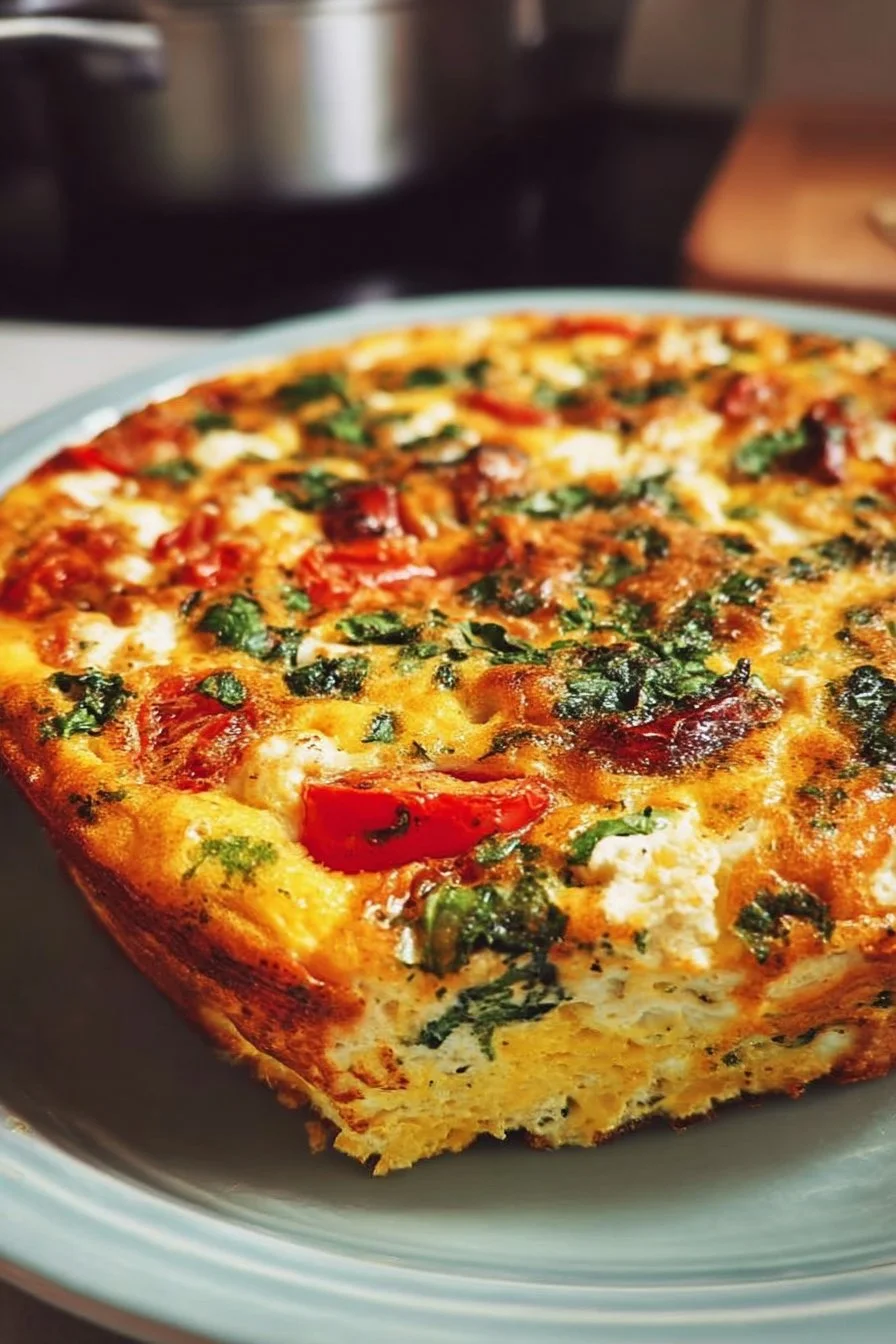 Best Frittata Casserole 2 Delicious frittata casserole baked with vegetables and cheese in a dish.