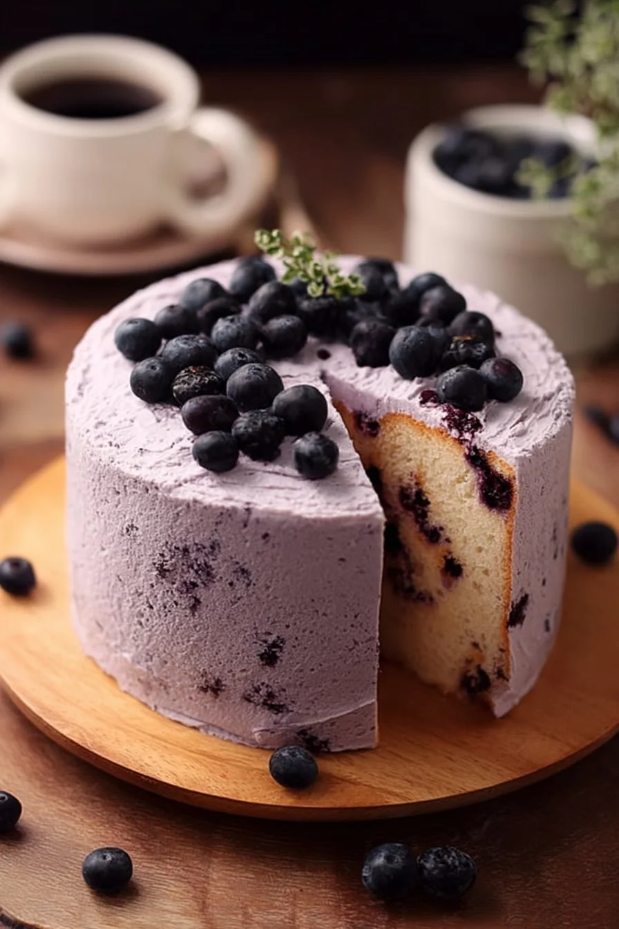 Blueberry Chiffon Cake 2 Delicious homemade Blueberry Chiffon Cake topped with fresh blueberries
