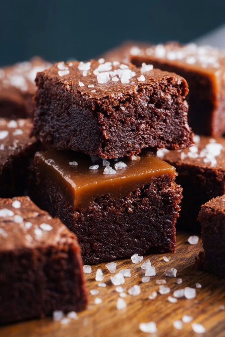 Chocolate Salted Butterscotch Brownies 2 Delicious chocolate salted butterscotch brownies topped with a sprinkle of salt