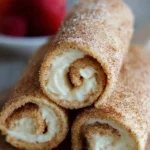 Cinnamon sugar cheesecake roll-ups garnished with powdered sugar