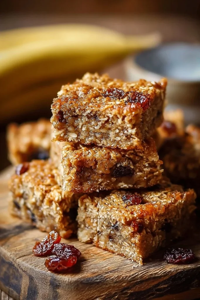 Cozy morning banana oatmeal bars fresh out of the oven