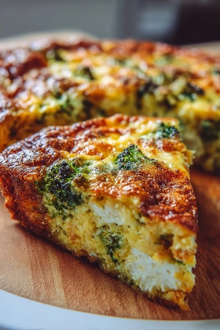 Crustless Quiche 2 Delicious crustless quiche slice with vegetables and cheese