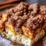 Delicious Overnight French Toast Bake topped with Cinnamon Streusel