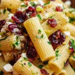 Feta Rigatoni Salad with cranberries and lemon vinaigrette
