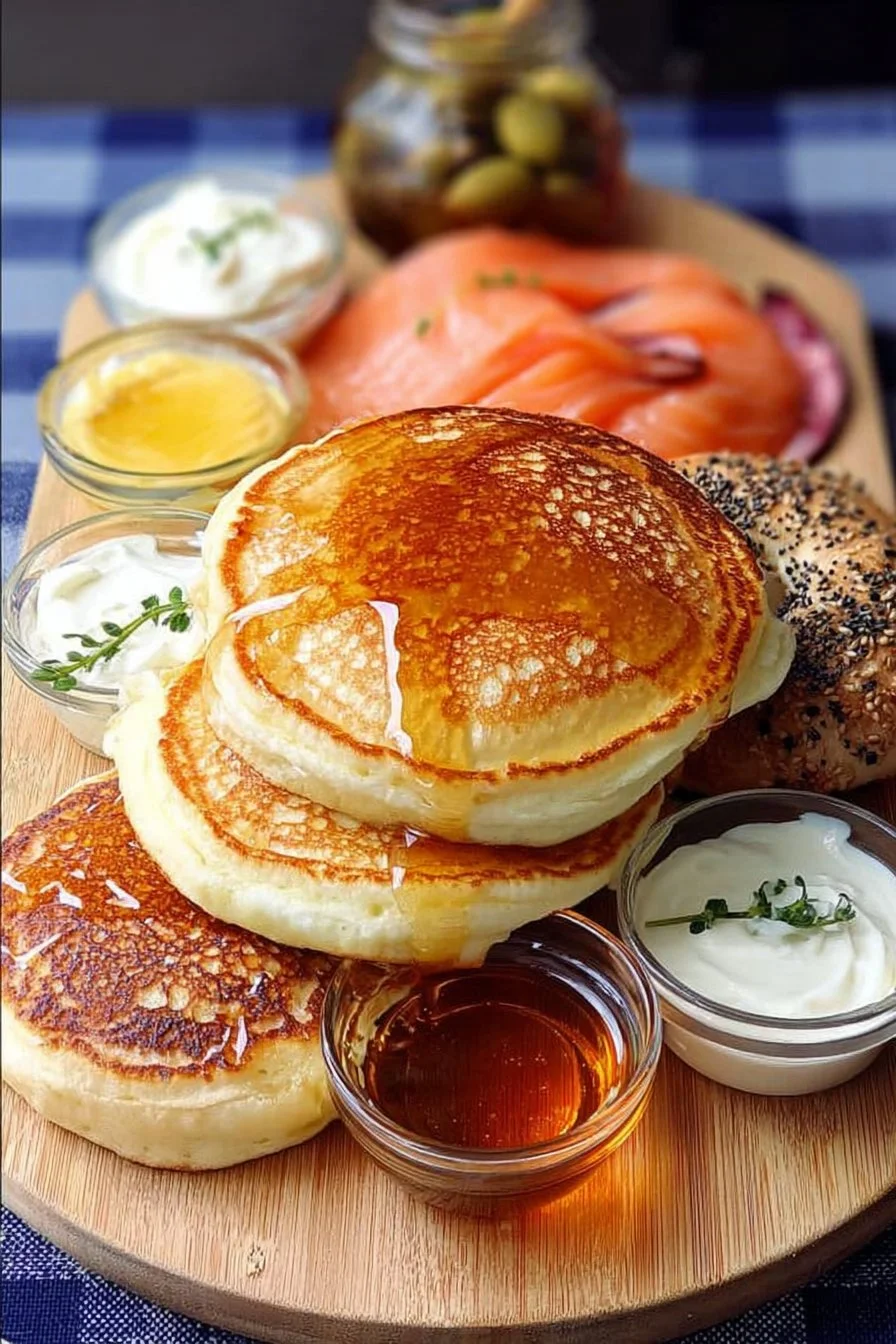 Fluffy Pancakes for Mother's Day Breakfast 2 Delicious fluffy pancakes topped with fresh fruits for Mother's Day breakfast