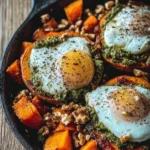 Healthy one-pan meal with colorful vegetables and protein on a plate