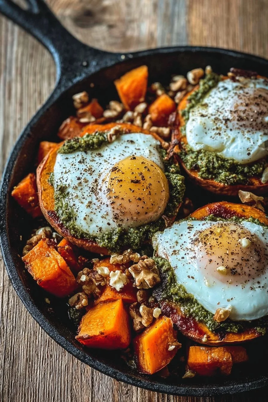 Healthy one-pan meal with colorful vegetables and protein on a plate