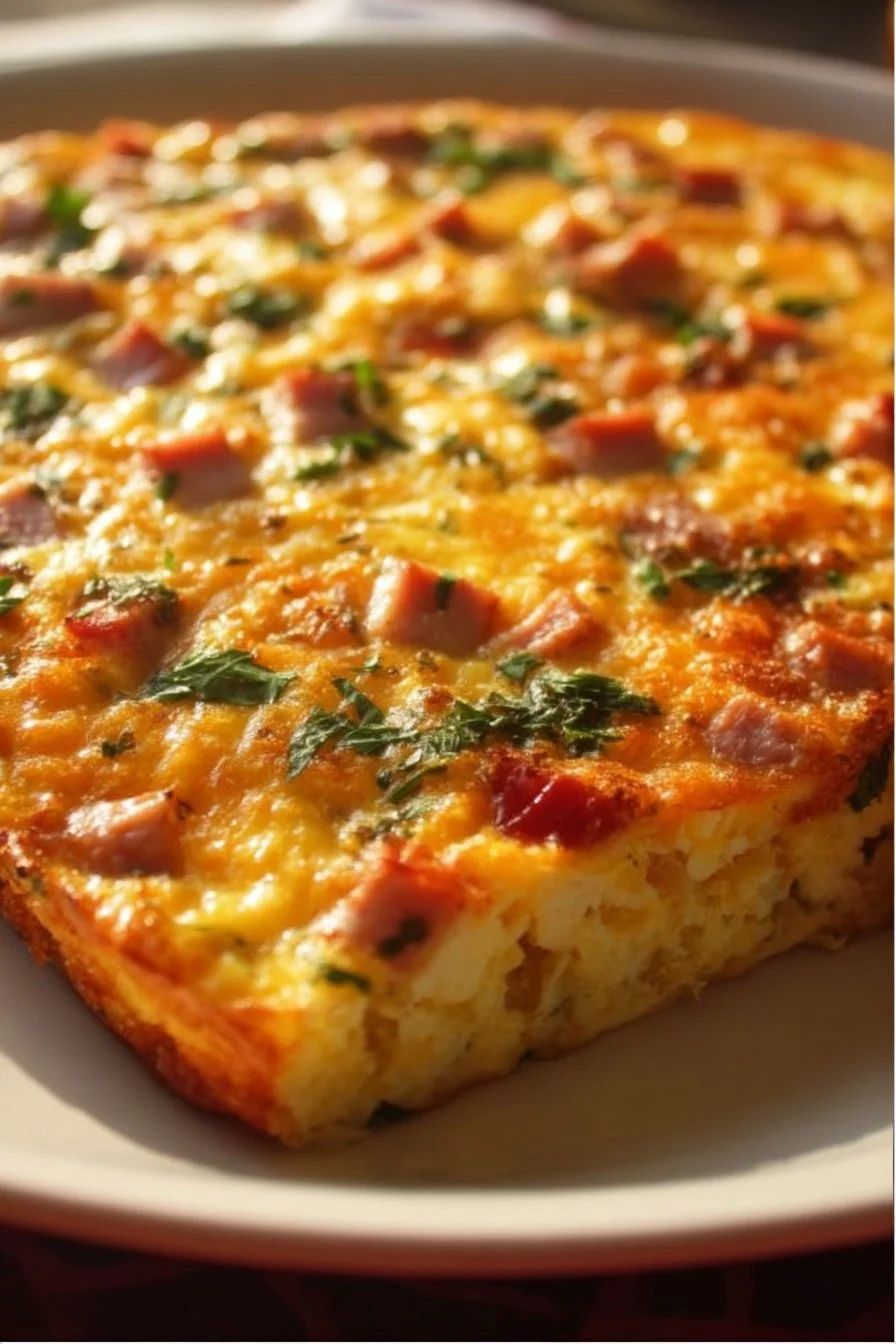 Ina Garten's delicious brunch egg casserole recipe served in a baking dish