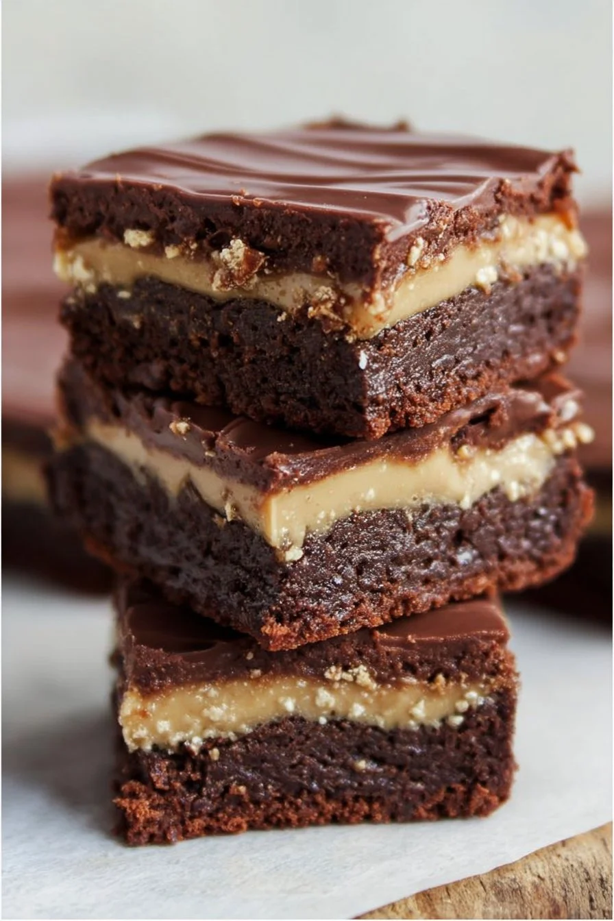 Irresistible Sweet and Salty Buckeye Brownies 2 Delicious Buckeye Brownies with chocolate and peanut butter topping