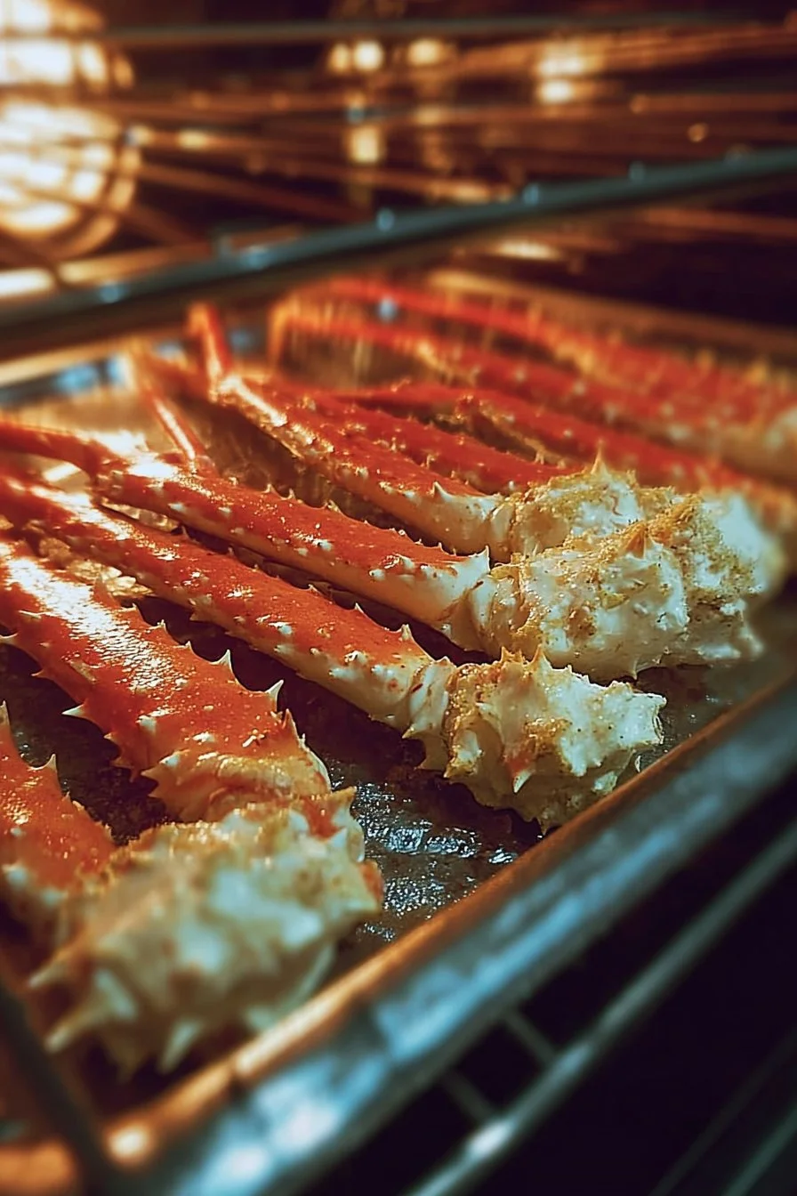 Oven-baked king crab legs served with lemon and butter