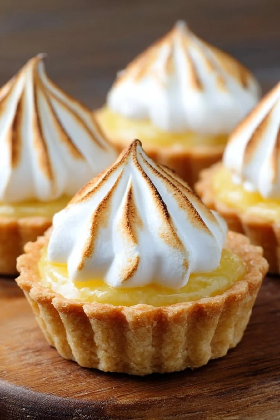 Lemon Meringue Tartlets 2 Delicious Lemon Meringue Tartlets with zesty lemon filling and fluffy meringue topping