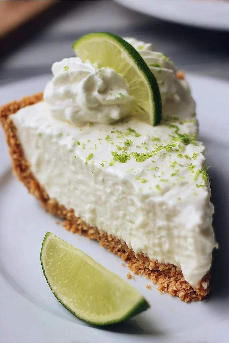 No Bake Key Lime Pie 2 No Bake Key Lime Pie topped with whipped cream and lime slices