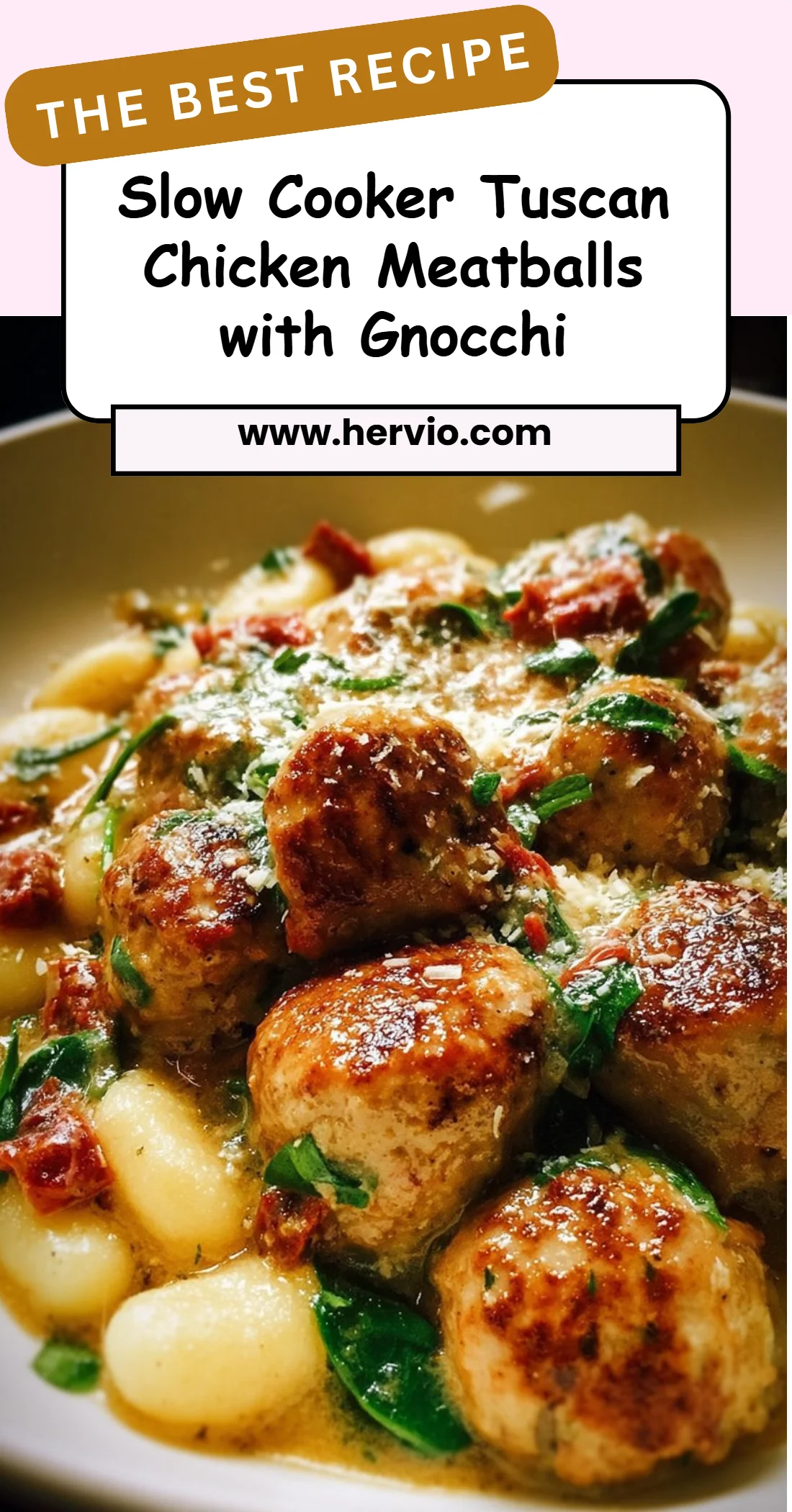 Slow Cooker Tuscan Chicken Meatballs with Gnocchi