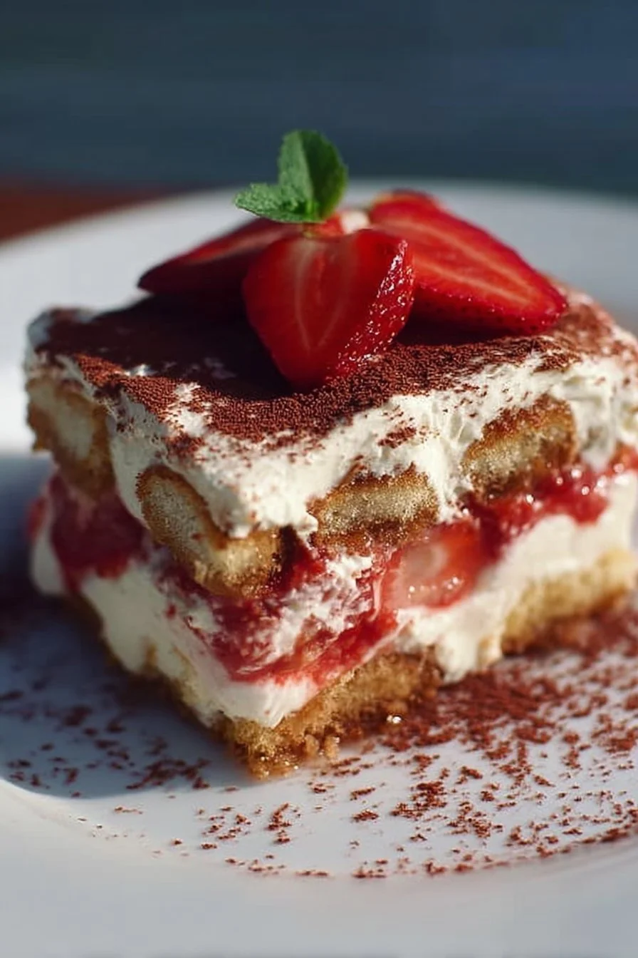 Strawberry Tiramisu 2 Delicious Strawberry Tiramisu dessert with layers of strawberries and cream