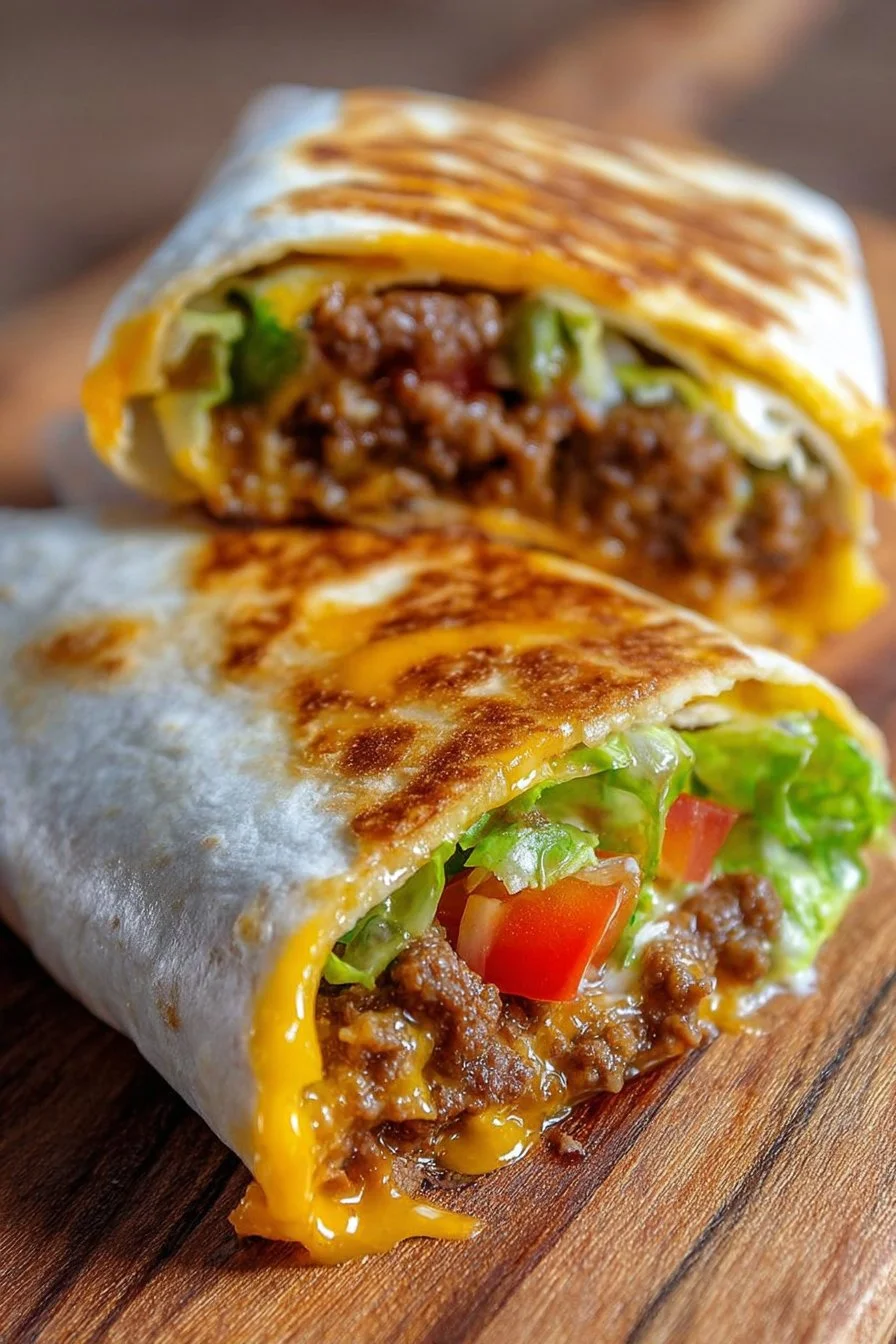 Healthy Weight Watchers Cheeseburger Crunch Wrap recipe with fresh ingredients